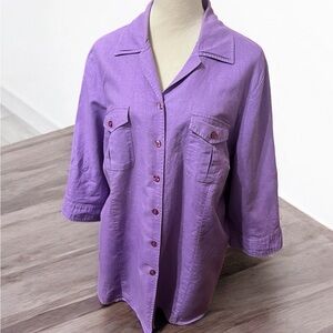 Tweeds Purple Notched Collar Button Down Shirt